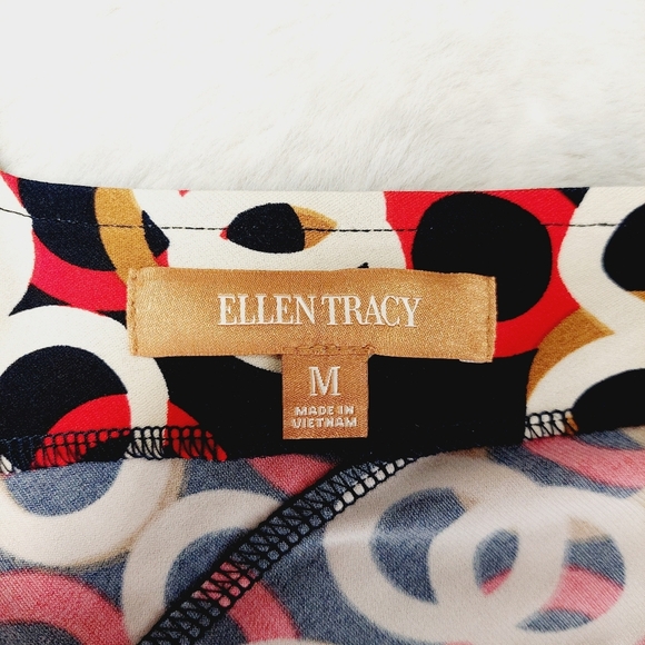 Ellen Tracy Colorful Abstract Print Long Sleeve Dress with Belt P3105 - Picture 6 of 8